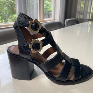 Ted Baker Tabaria- Black Strappy Heeled Sandal EU 39 Sz 8  NWOT